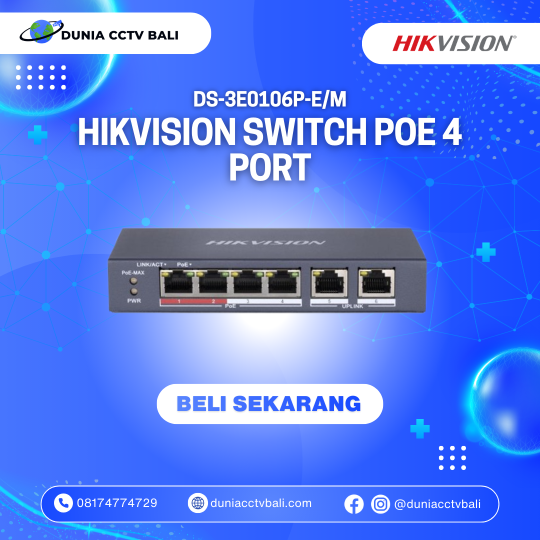 Hikvision 4-Port Fast Ethernet Unmanaged PoE Switch